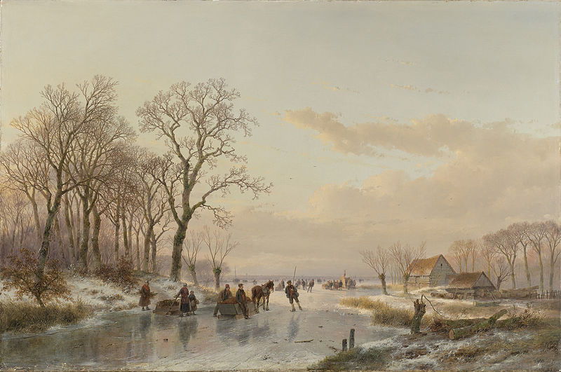 Een bevroren vaart bij de Maas